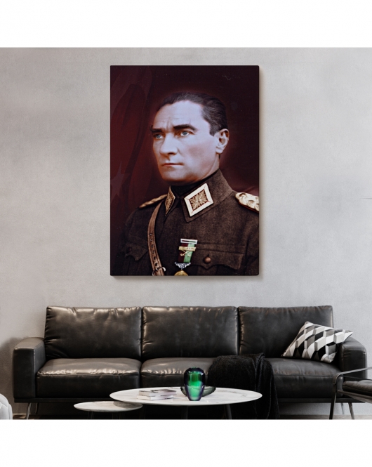 Atatürk Portre Tablosu Mustafa Kemal Atatürk Dikdörtgen Dekoratif Kanvas Tablo-CP-67