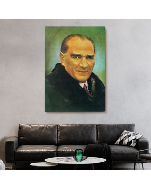 Atatürk Portre Tablosu Mustafa Kemal Atatürk Dikdörtgen Dekoratif Kanvas Tablo-CŞ-70