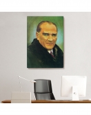 Atatürk Portre Tablosu Mustafa Kemal Atatürk Dikdörtgen Dekoratif Kanvas Tablo-CŞ-70