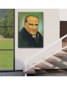 Atatürk Portre Tablosu Mustafa Kemal Atatürk Dikdörtgen Dekoratif Kanvas Tablo-CŞ-70