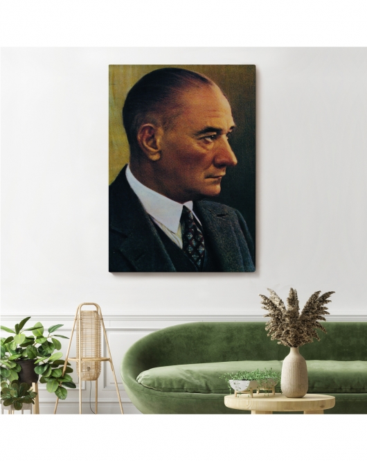 Atatürk Portre Tablosu Mustafa Kemal Atatürk Dikdörtgen Dekoratif Kanvas Tablo-DH-85