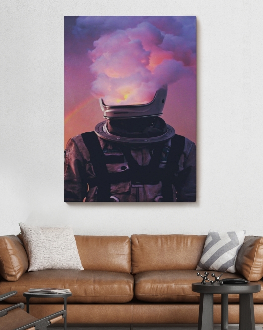 Beyni Yakılan Astronot Kanvas Tablo, Gerçeküstü Pop Art Kanvas Tablo-5214