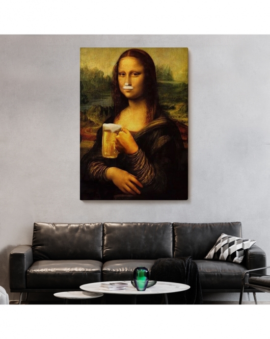 Bira İçme Mona Lisa Kanvas Tablo, Olağandışı Mona Lisa Kanvas Tablo-5219