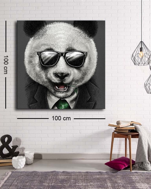 Dekoratif Baskı illüstrasyon Bear with glasses Kanvas Tablo