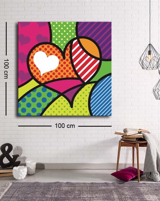 Dekoratif Baskı illüstrasyon Popart Love Kare Kanvas Tablo