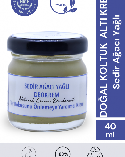 Sedir Ağacı Yağlı Krem Deodorant 40 ml. %100 Doğal