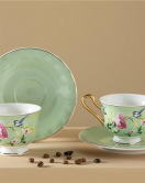 English Home Vanilla New Bone China 4 Parça 2 Kişilik Kahve Fincan Takımı 90 Ml Açık Yeşil