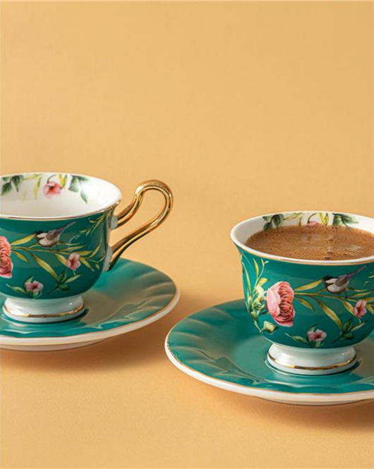 English Home Vanilla New Bone China 4 Parça 2 Kişilik Kahve Fincan Takımı 90Ml Turkuaz