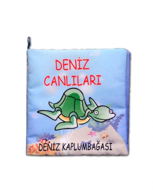 ENA Deniz Canlıları Kumaş Sessiz Kitap T059 - Bez Kitap , Eğitici Oyuncak , Yumuşak ve Hışırtılı