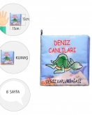 ENA Deniz Canlıları Kumaş Sessiz Kitap T059 - Bez Kitap , Eğitici Oyuncak , Yumuşak ve Hışırtılı