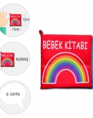 ENA Bebek Renkli Kumaş Sessiz Kitap T061 - Bez Kitap , Eğitici Oyuncak , Yumuşak ve Hışırtılı