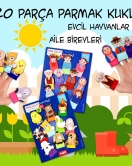 2 Set - 20 Parça ENA Evcil Hayvanlar ve Aile Bireyleri Parmak Kukla T771 T752