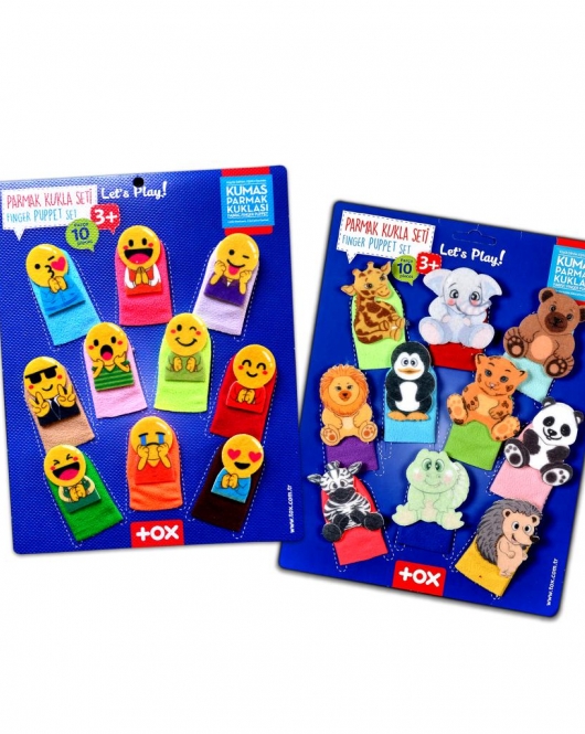 2 Set - 20 Parça ENA Emojiler ve Vahşi Hayvanlar Parmak Kukla T106 T782