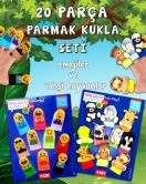 2 Set - 20 Parça ENA Emojiler ve Vahşi Hayvanlar Parmak Kukla T106 T781