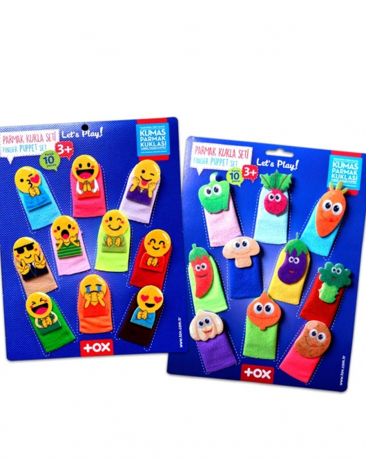 2 Set - 20 Parça ENA Emojiler ve Sebzeler Parmak Kukla T106 T104