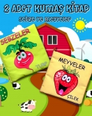 2 Kitap ENA Meyveler ve Sebzeler Kumaş Sessiz Kitap T113 T049 - Bez Kitap , Eğitici Oyuncak , Yumuşak ve Hışırtılı