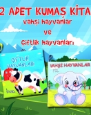 2 Kitap ENA Çiftlik Hayvanlar ve Vahşi Hayvanlar Kumaş Sessiz Kitap T134 T111 - Bez Kitap , Eğitici Oyuncak , Yumuşak ve Hışırtılı