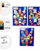 3 Set - 30 Parça ENA Evcil , Vahşi Hayvanlar ve Emojiler Parmak Kukla T772 T782 T106