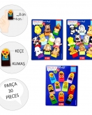 3 Set - 30 Parça ENA Evcil , Vahşi Hayvanlar ve Emojiler Parmak Kukla T771 T781 T106