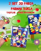 2 Set - 20 Parça ENA Taşıtlar ve Evcil Hayvanlar Parmak Kukla T781 T181