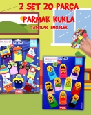 2 Set - 20 Parça ENA Taşıtlar ve Emojiler Parmak Kukla T106 T181