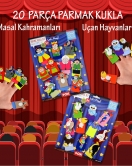 2 Set - 20 Parça ENA Masal Kahramanları ve Uçan Hayvanlar Parmak Kukla T225 T222