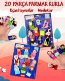 2 Set - 20 Parça ENA Aile Bireyleri ve Uçan Hayvanlar Parmak Kukla T752 T222