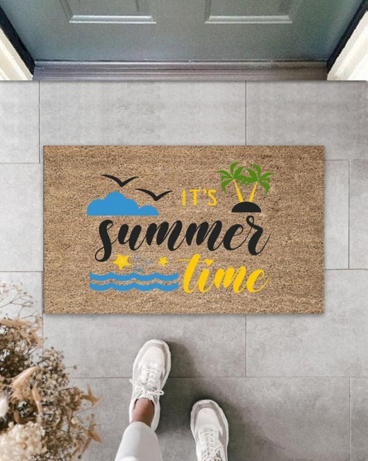 Bej Kapı Önü Paspası It's Summer Tıme Desen K-3281