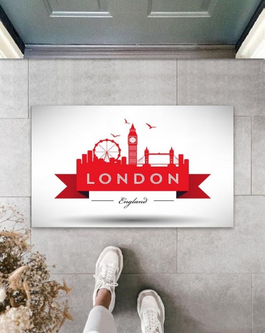 Dijital Baskı Beyaz London Kapı Paspası