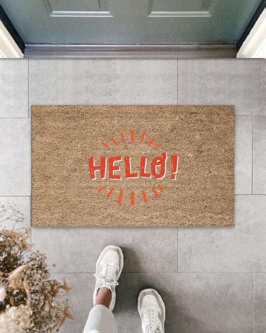 Kahverengi Kapı Önü Paspası Hello! Desen K-3271