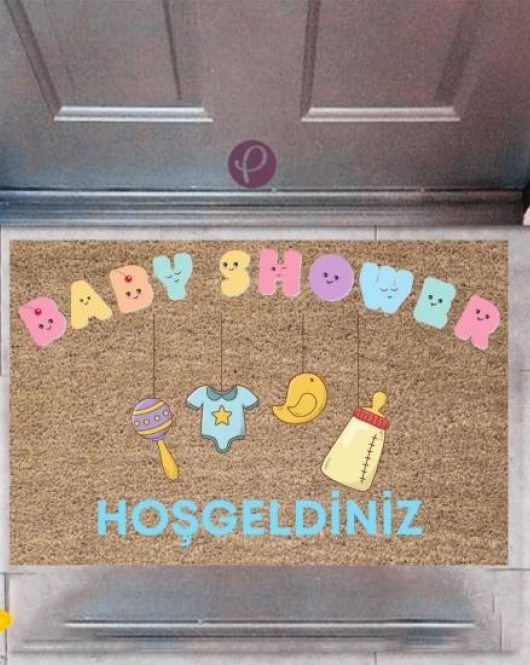 Kapı Önü Paspası Dekoratif Dijital Baskı Baby Shower P-2487