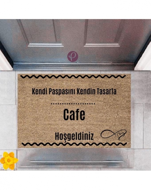 Kapı Önü Paspası Dekoratif Dijital Baskı Cafe P-2554