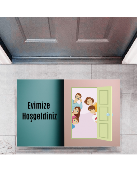 Kapı Önü Paspası Dekoratif Dijital Baskı Evimize Hoşgeldiniz P-2335