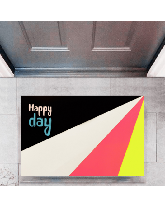 Kapı Önü Paspası Dekoratif Dijital Baskı Happy Day P-2322