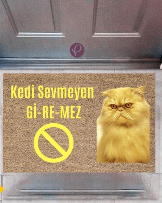 Kapı Önü Paspası Dekoratif Dijital Baskı Kedi Sevmeyen Giremez P-2375