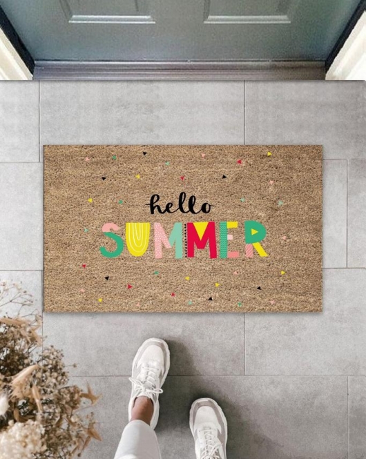 Renkli Kapı Önü Paspası Hello Summer Desen K-3273