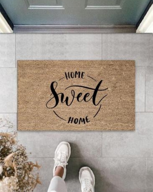 Siyah Kapı Önü Paspası Home Sweet Home Desen K-3298