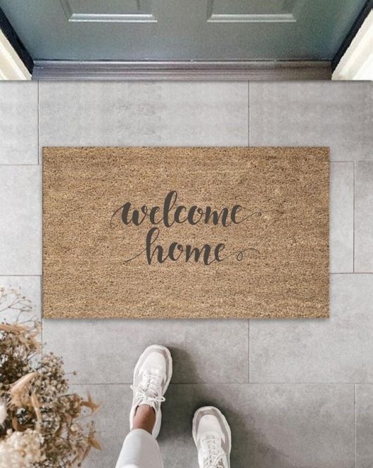 Siyah Kapı Önü Paspası Welcome Home Desen K-3290