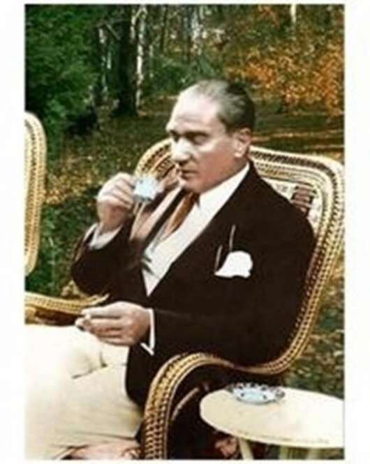 Kanvas Atatürk Kahve Keyfi Sayılarla Boyama Seti Kasnaklı