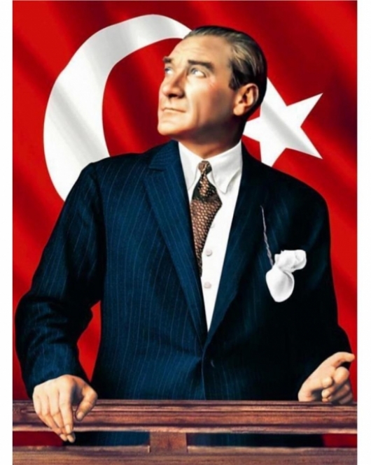 Kanvas Atatürk ve Bayrak Sayılarla Boyama Seti Rulo