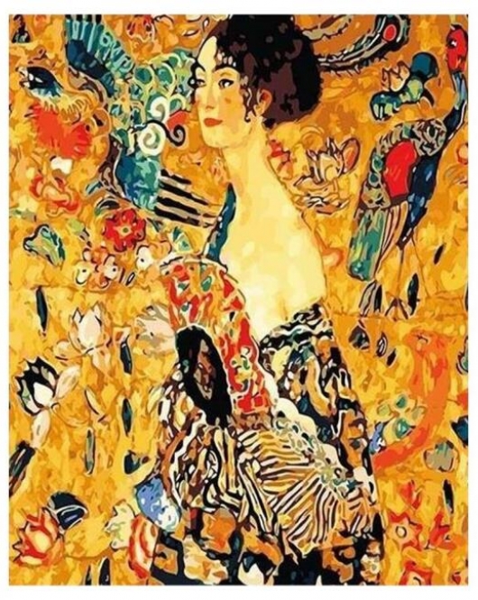 Kanvas Gustav Klimt Genç Kadın Sayılarla Boyama Seti Kasnaklı