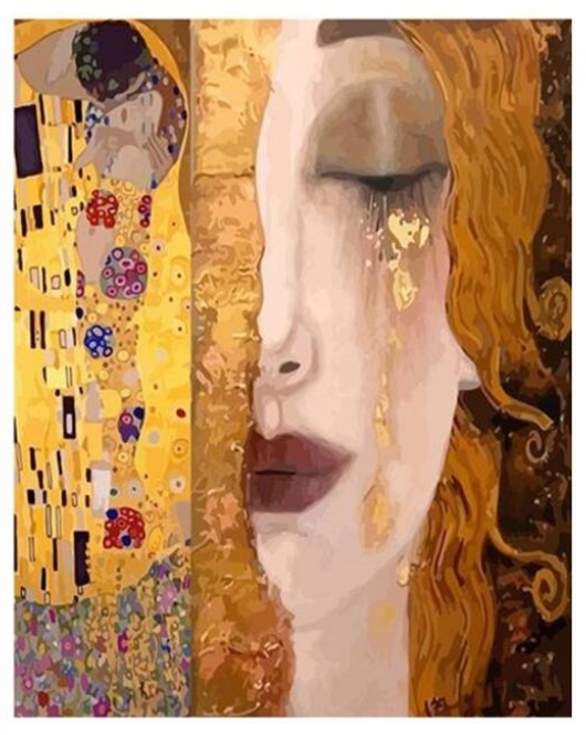 Kanvas Gustav Klimt İki Eser Sayılarla Boyama Seti Kasnaklı