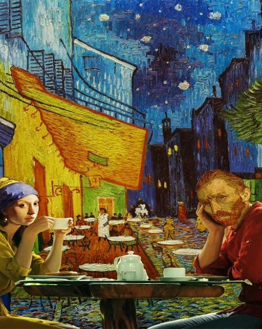 Kanvas İnce Küpeli Kız ve Gogh Sayılarla Boyama Seti Kasnaklı