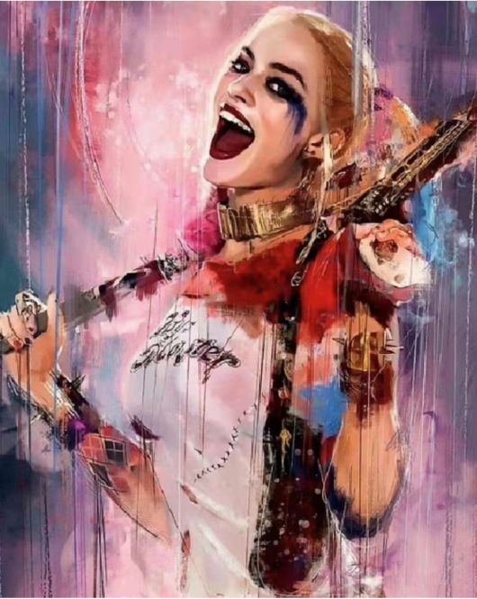 Kanvas Neşeli Harleyquinn Sayılarla Boyama Seti Rulo