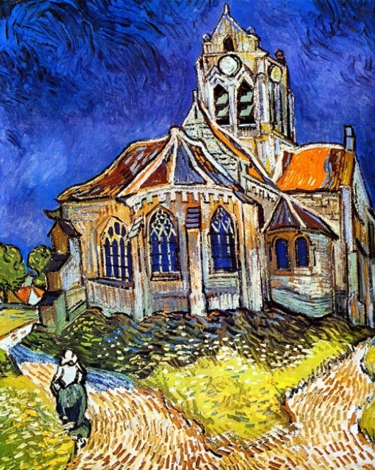 Kanvas Van Gogh Auvers'deki Kilise Sayılarla Boyama Seti Kasnaklı