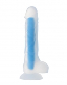 Beyond Mavi Matt Glow Gece Parlayan Dildo, Silikon, Şeffaf, 18 cm