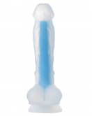 Beyond Mavi Matt Glow Gece Parlayan Dildo, Silikon, Şeffaf, 18 cm