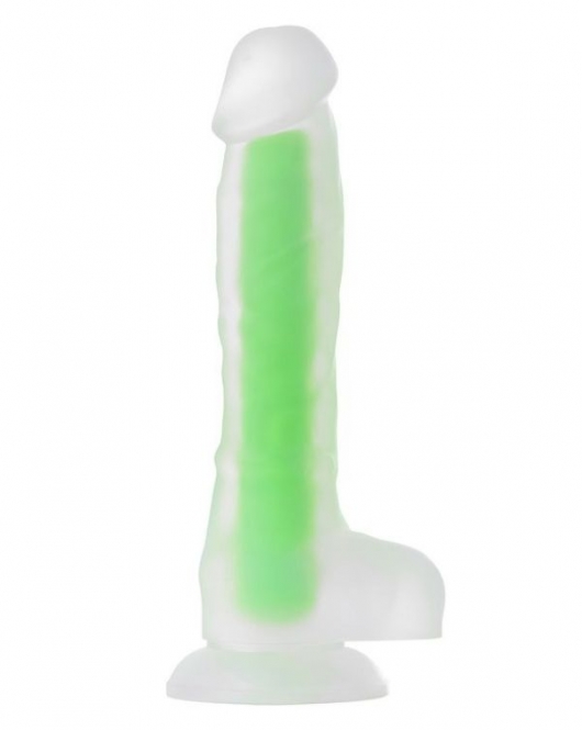 Beyond Yeşil Dick Glow Gece Parlayan Dildo, Silikon, Şeffaf, 18 cm