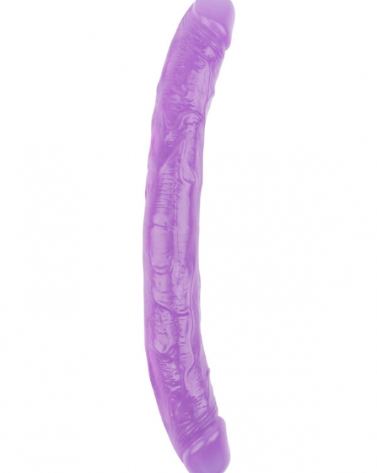 Hi-Rubber Şeffaf Jel Çift Taraflı Dildo - 32.5cm Mor