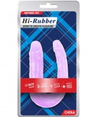 Hi-Rubber Şeffaf Jel Çift Taraflı Eğik Dildo - 17cm Mor